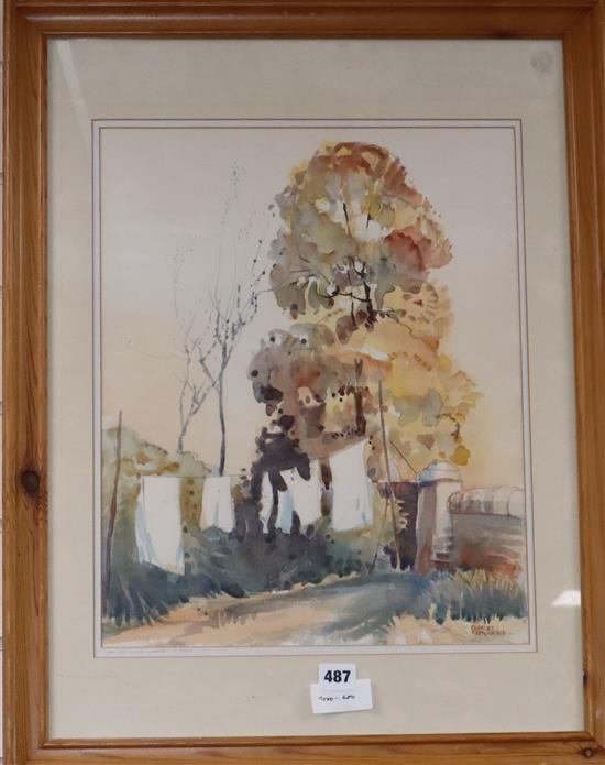 Charles Patrickson, watercolour, Fine Drying Weather, Rippon, signed, 44 x 36cm
